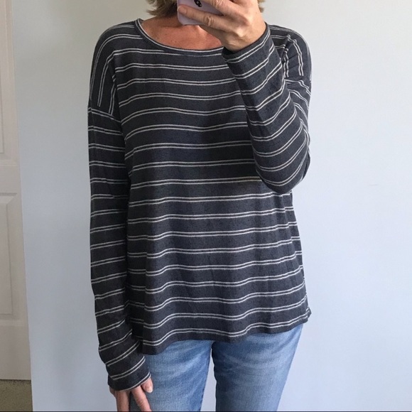 Navy & Creamy White Stripe Long Sleeve Top - Picture 6 of 6